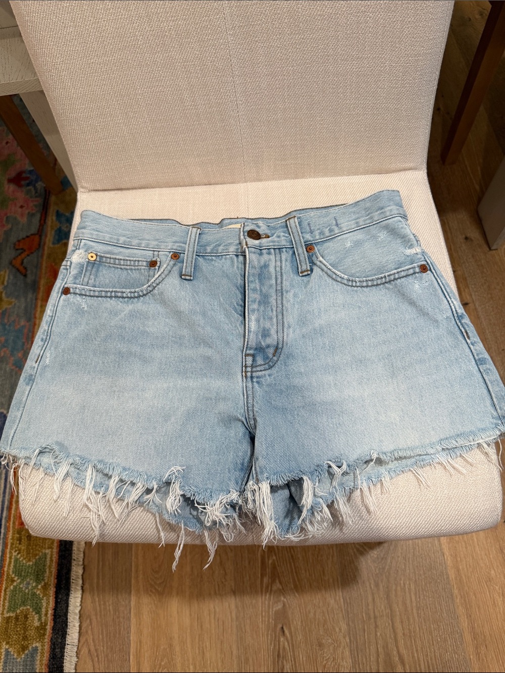 Madewell Light Wash Distressed Denim Cutoff Shorts